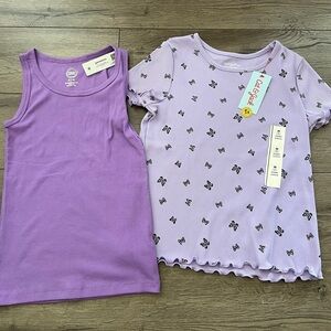 NEW girls tank top and shirt. Size M 7/8. Purple